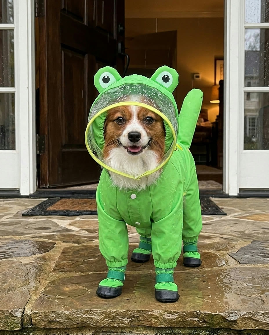 Hood up, out the door.